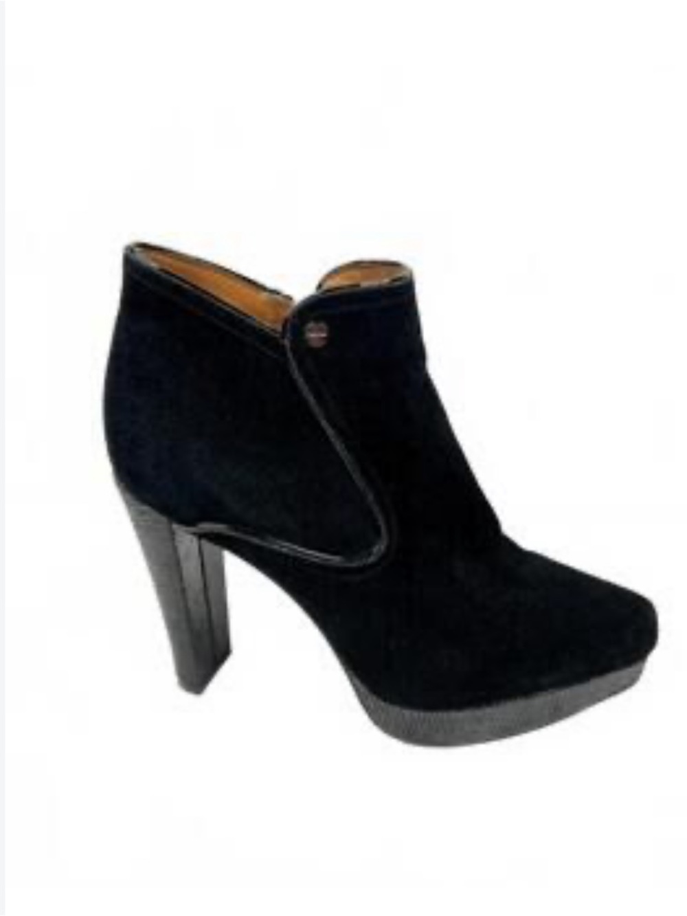 Calvin Klein women’s margot Black Suede High Block Heel Ankle platform Boot 8.5